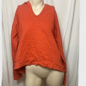 LOFT burnt orange pumpkin petite large long sleeve cotton hood jacket top